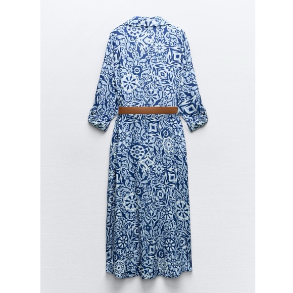 Zara Midi Shirt Dress with Belt - Picture 6 of 16